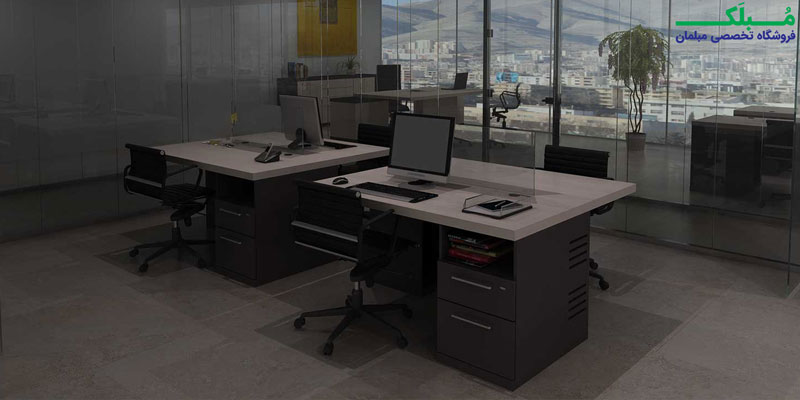 تجهیز یک دفتر اداری با دو عدد میز دو نفره جی دبلیو 516 سامانه ساز فرابین